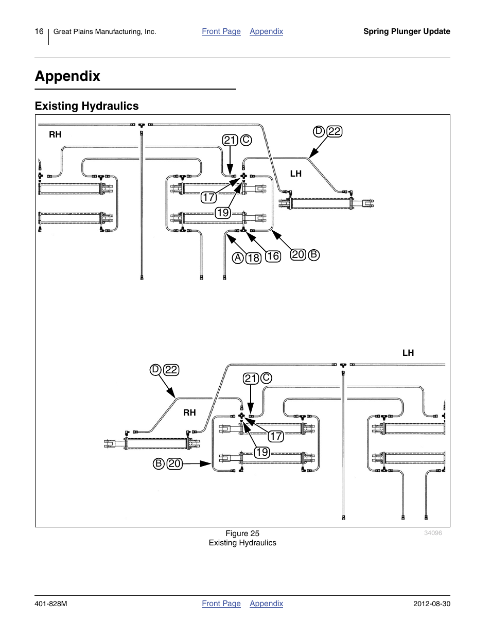 Appendix, Existing hydraulics, To the elbo | To the tee, To the, Under both cylinders | Great Plains NP4000 Applicators User Manual | Page 16 / 20