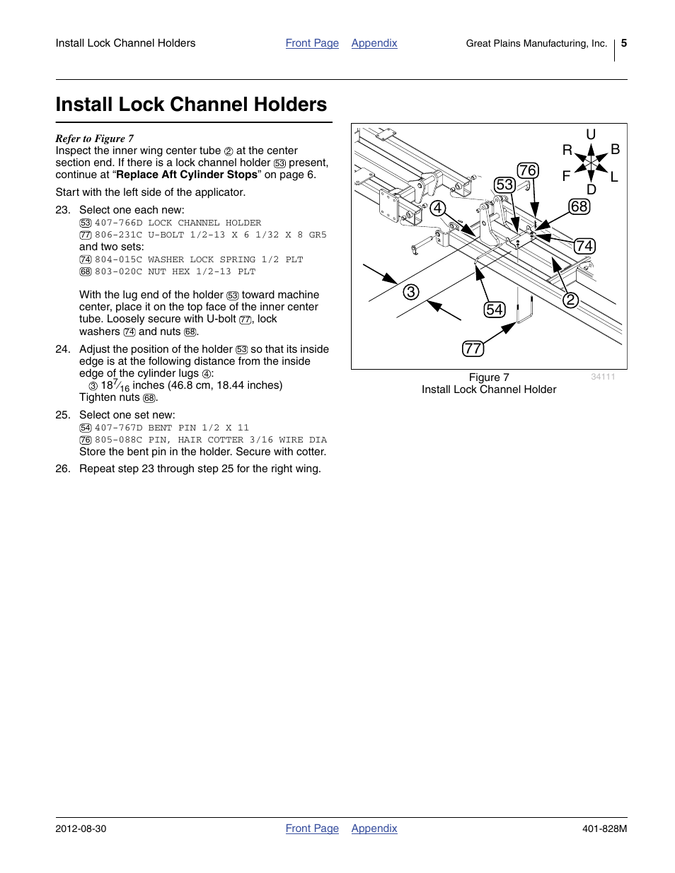 Install lock channel holders | Great Plains NP4000 Applicators User Manual | Page 5 / 20