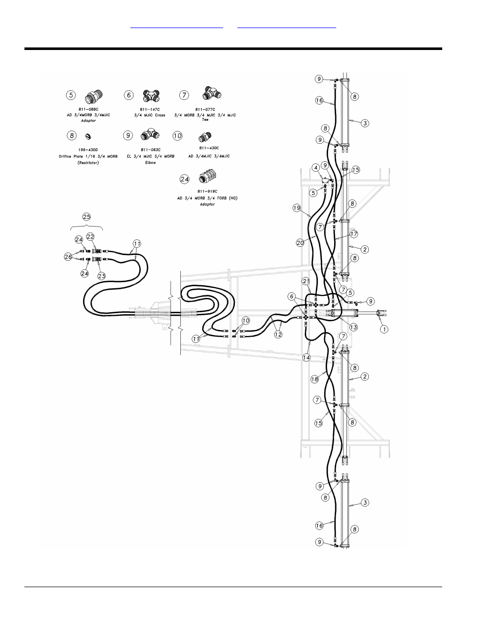 Section 4: hydraulics, Hydraulic layout (without down pressure) | Great Plains 2551SC Parts Manual User Manual | Page 20 / 44