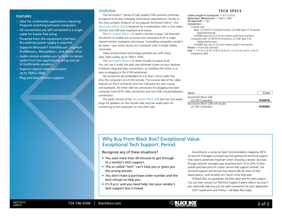 Black box, 2 of 2 | Black Box 26633 User Manual | Page 2 / 2