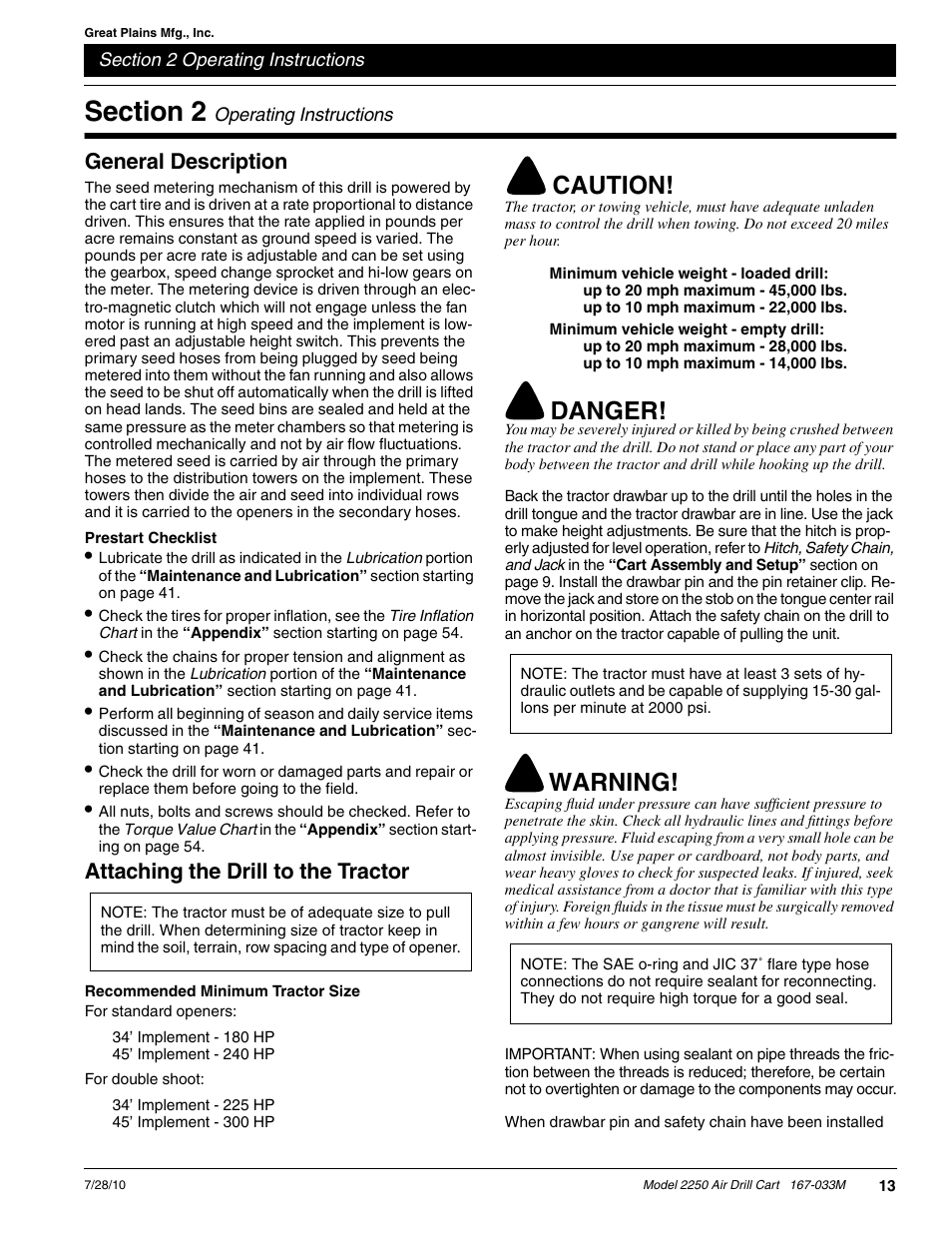 Caution, Danger, Warning | Great Plains ADC2250 Operator Manual User Manual | Page 15 / 58