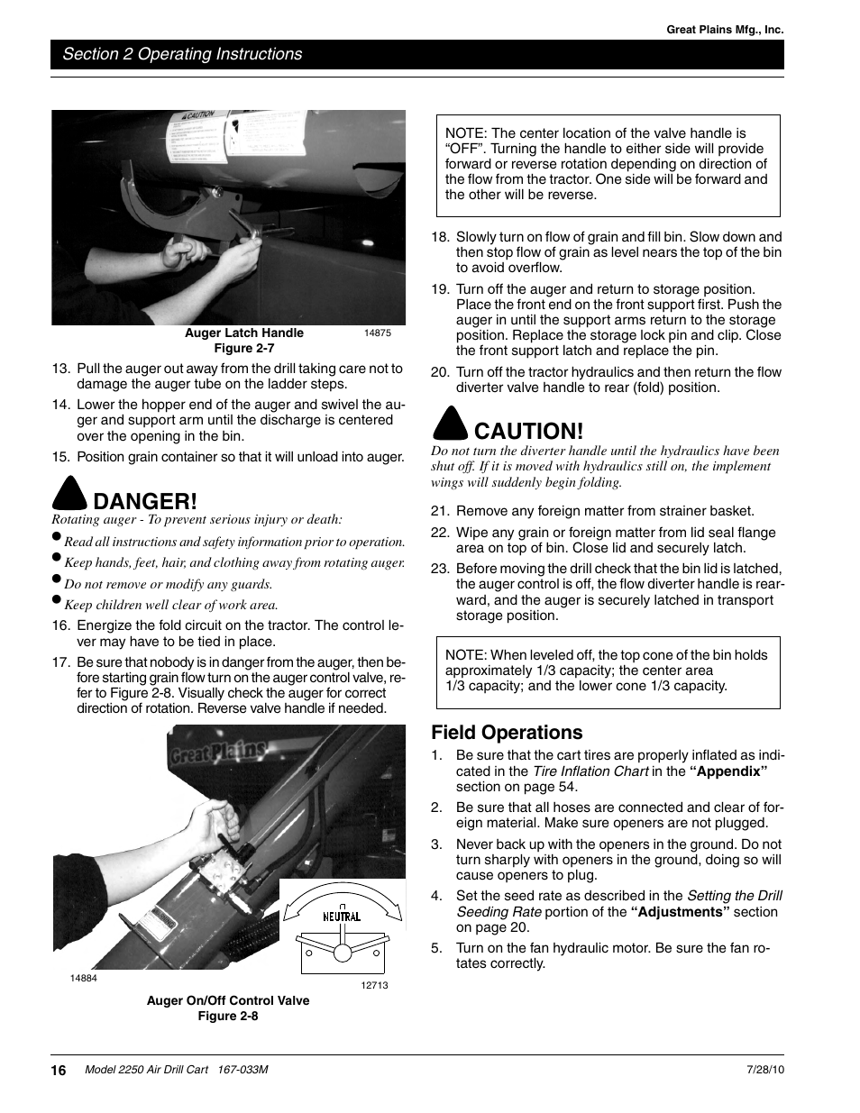 Figure 2-7, Danger, Caution | Field operations | Great Plains ADC2250 Operator Manual User Manual | Page 18 / 58