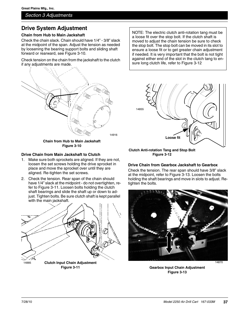 Drive system adjustment | Great Plains ADC2250 Operator Manual User Manual | Page 39 / 58