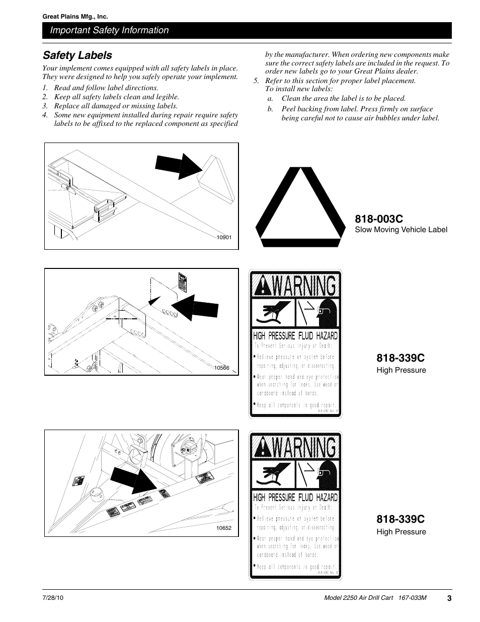 Safety labels, 339c, 003c | Great Plains ADC2250 Operator Manual User Manual | Page 5 / 58