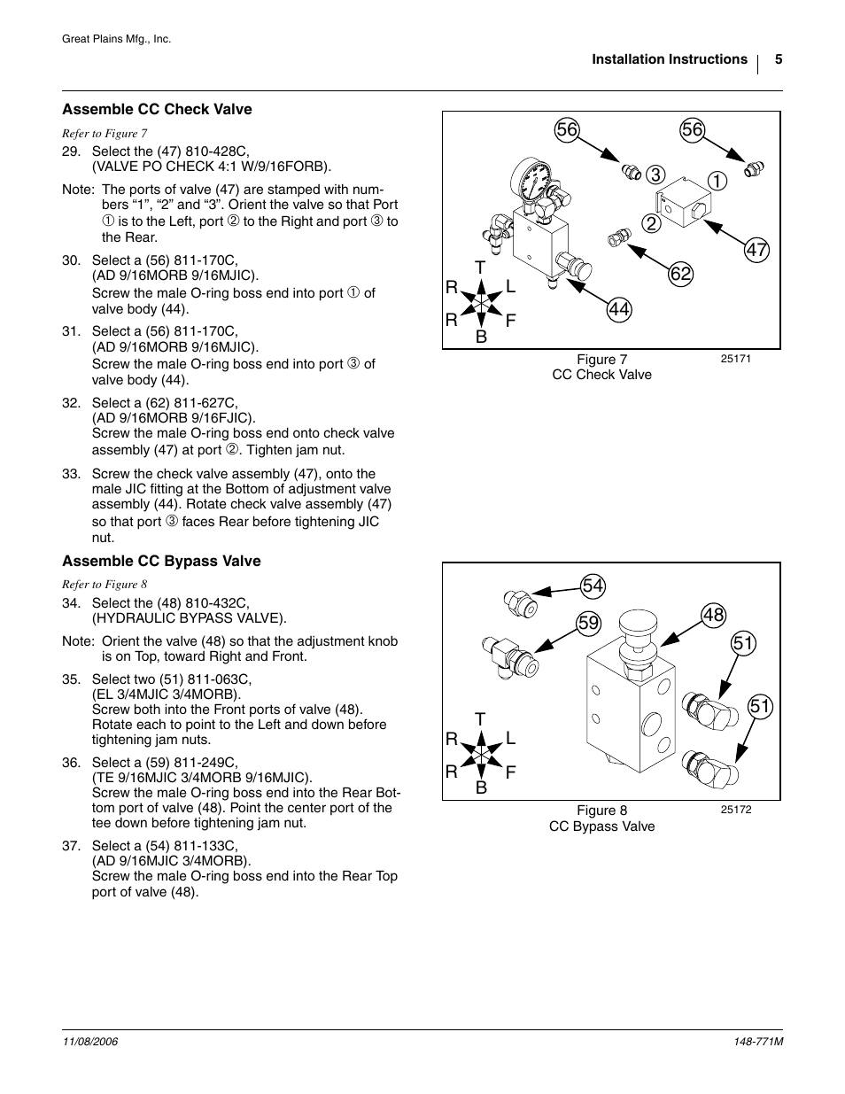 Assemble cc check valve, Assemble cc bypass valve | Great Plains V300 Assembly Instructions User Manual | Page 5 / 30