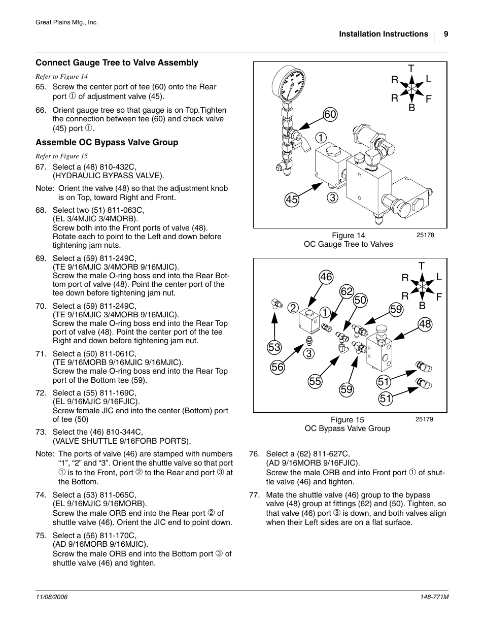 Connect gauge tree to valve assembly, Assemble oc bypass valve group | Great Plains V300 Assembly Instructions User Manual | Page 9 / 30