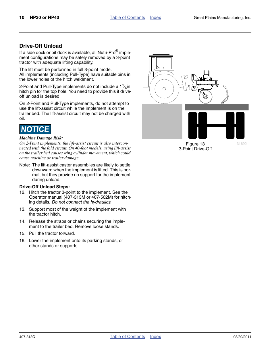 Drive-off unload, Drive-off unload steps | Great Plains NP30A 30-foot Predelivery Manual User Manual | Page 14 / 50