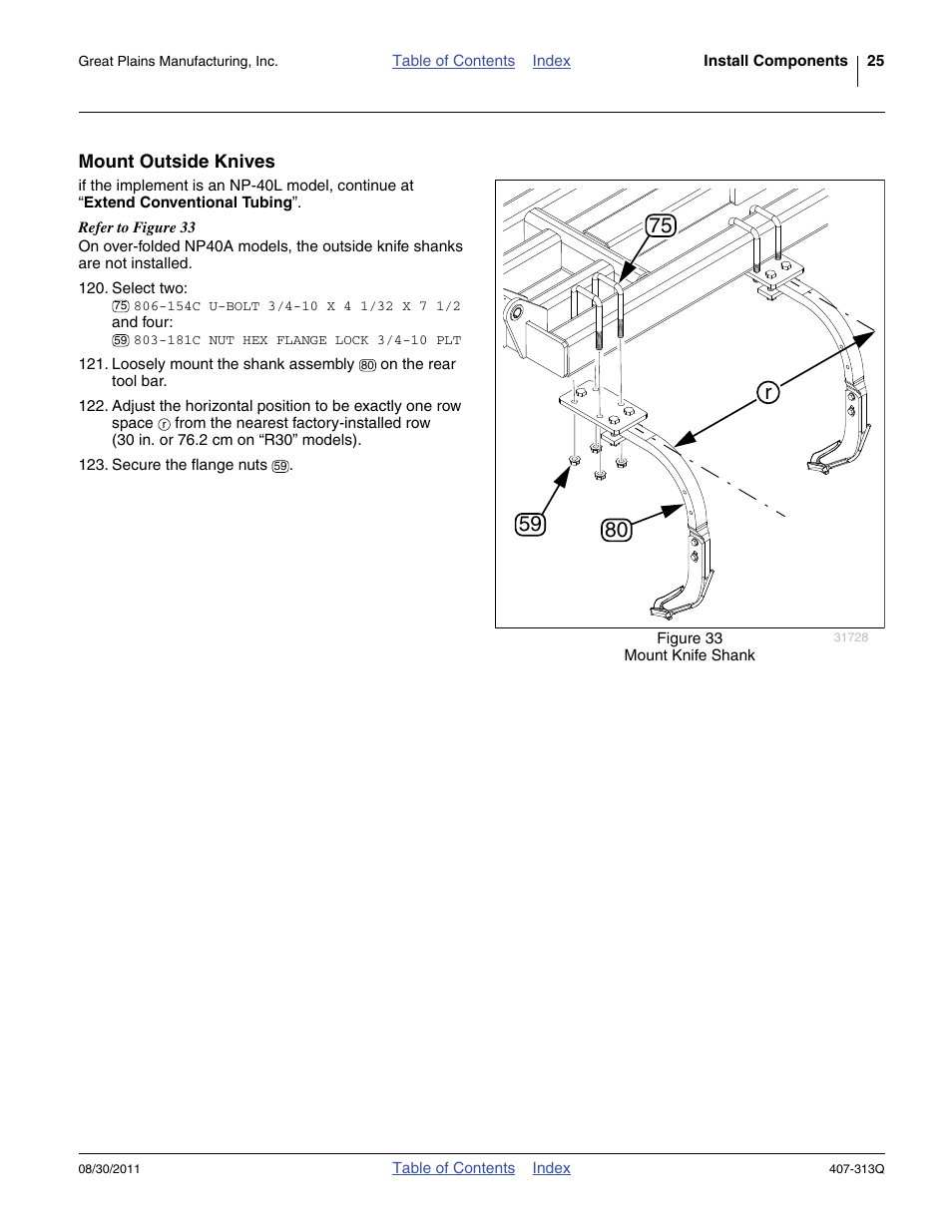 Mount outside knives | Great Plains NP30A 30-foot Predelivery Manual User Manual | Page 29 / 50