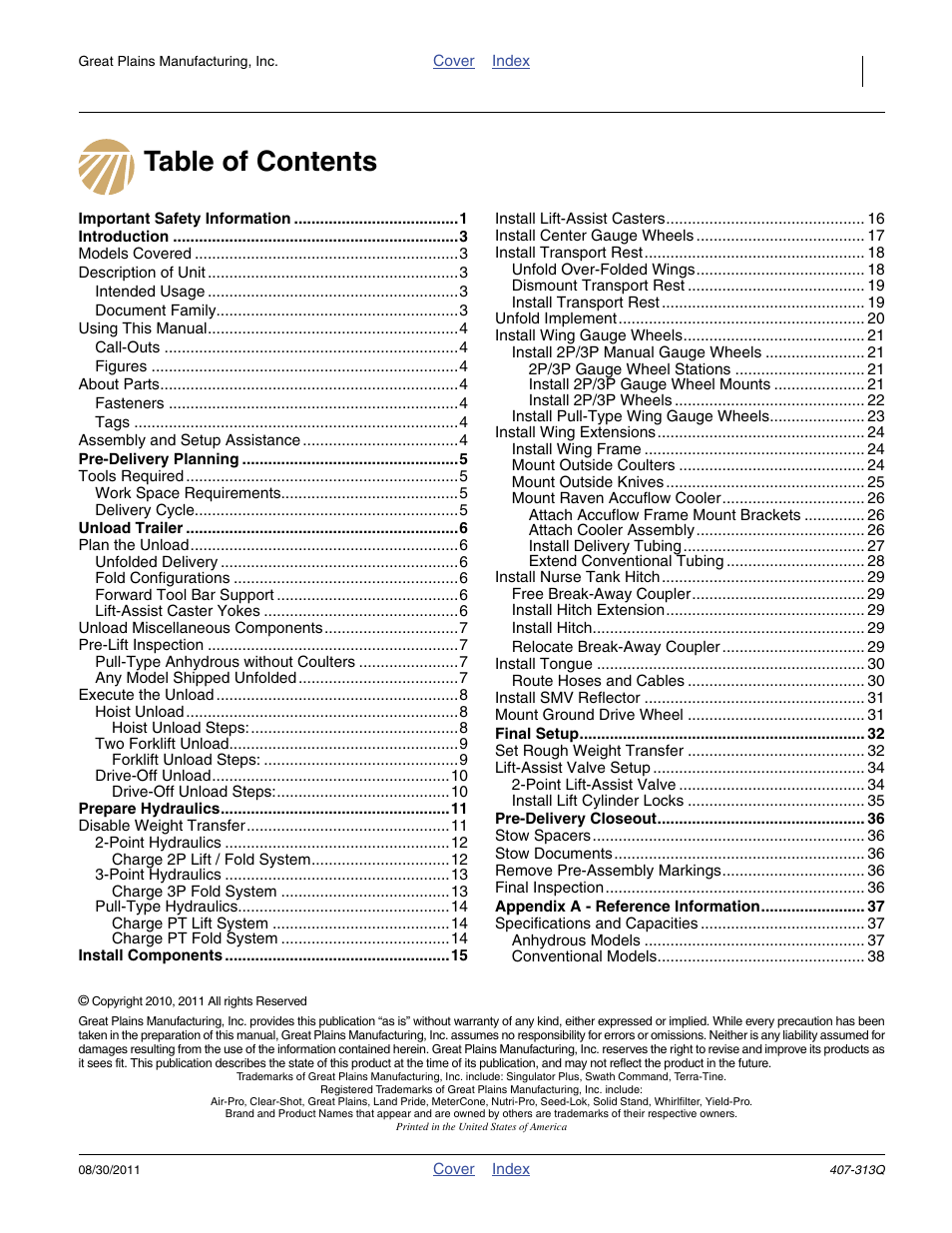 Great Plains NP30A 30-foot Predelivery Manual User Manual | Page 3 / 50