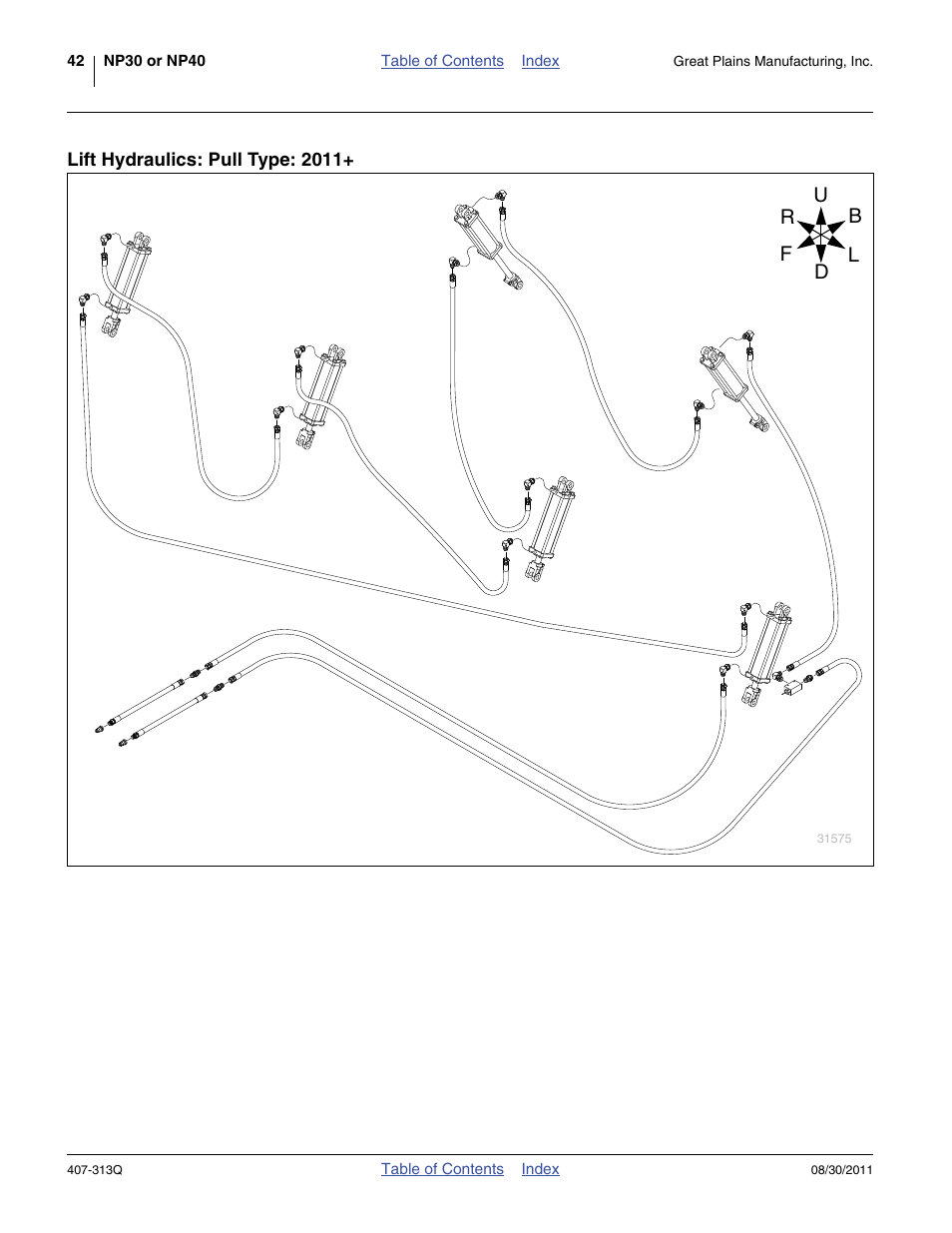 Lift hydraulics: pull type: 2011 | Great Plains NP30A 30-foot Predelivery Manual User Manual | Page 46 / 50