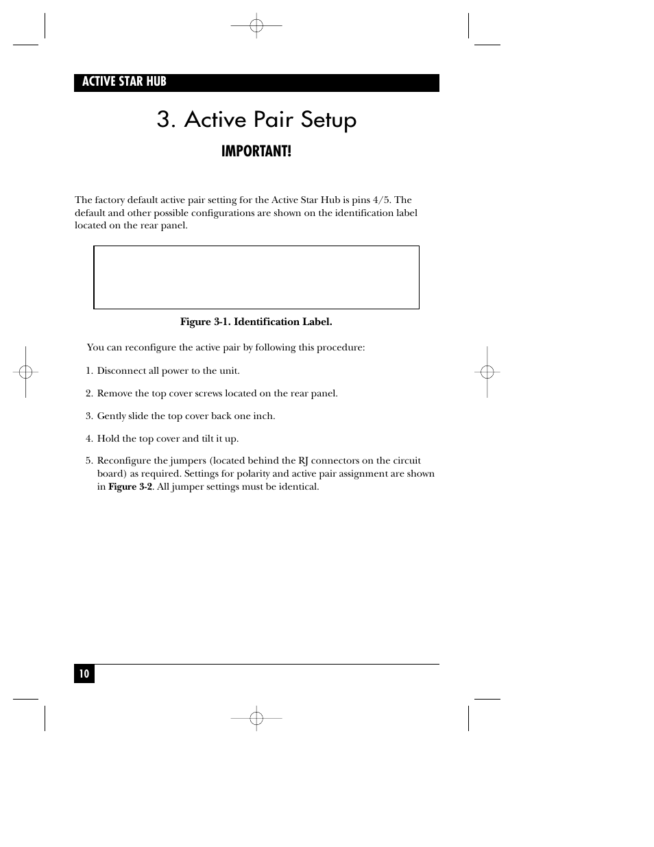 Active pair setup, Important | Black Box ACTIVE STAR HUB RJ-11 User Manual | Page 11 / 18