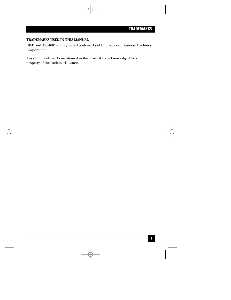 Trademarks | Black Box ACTIVE STAR HUB RJ-11 User Manual | Page 6 / 18