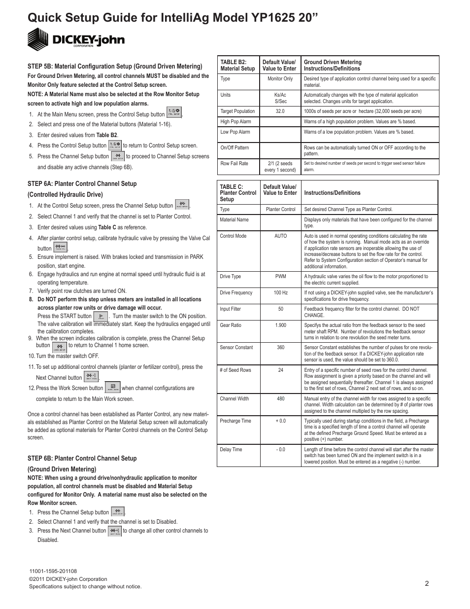 Great Plains YP1625-2420 24 Row 20 Inch Quick Start User Manual | Page 2 / 5
