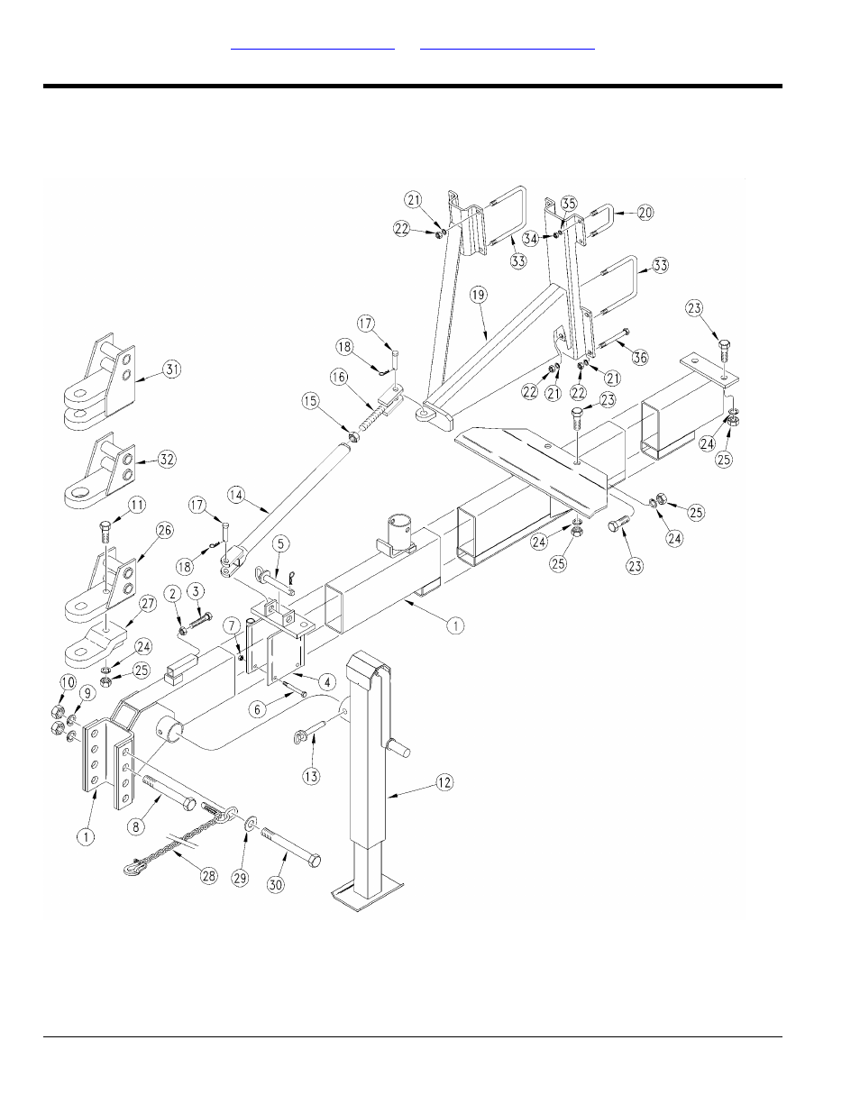 Frame, Tongue & pull bar, Selected models | Great Plains 2SBM30 Parts Manual User Manual | Page 6 / 102