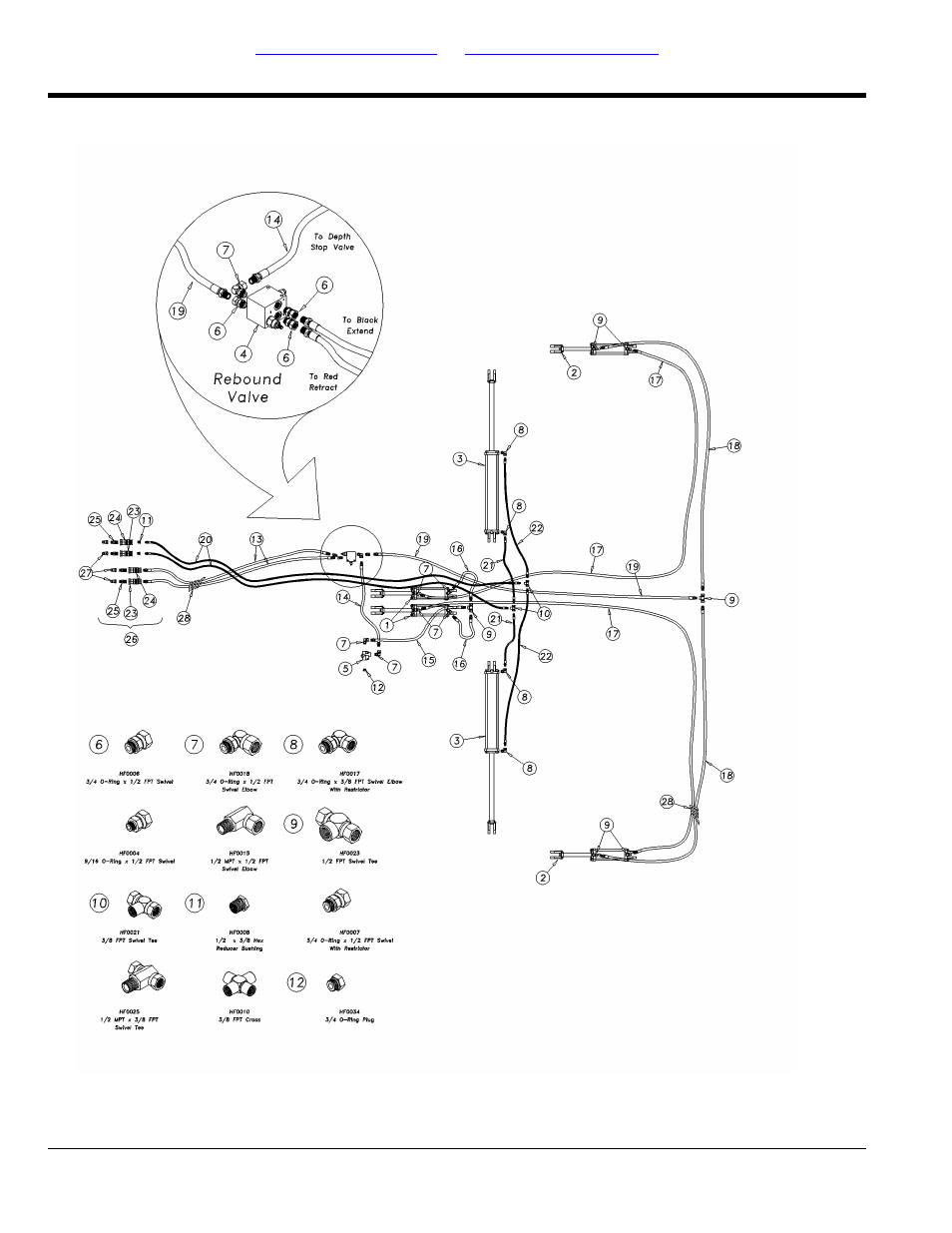6330 & 6332 hydraulic layout (s/n 1211cc-) | Great Plains 6548 Series VII Field Cultivator-Floating Hitch Parts Manual User Manual | Page 44 / 102