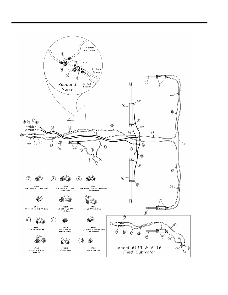 Hydraulic layout, rigid hitch (s/n 1211cc-) | Great Plains 6328 Series VII Field Cultivator-Rigid Hitch Parts Manual User Manual | Page 32 / 88