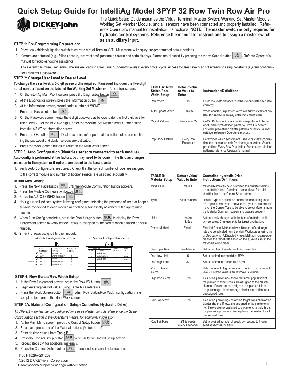 Great Plains 3PYPA-32TR30 32 Twin Row 30-Inch Quick Start User Manual | 6 pages