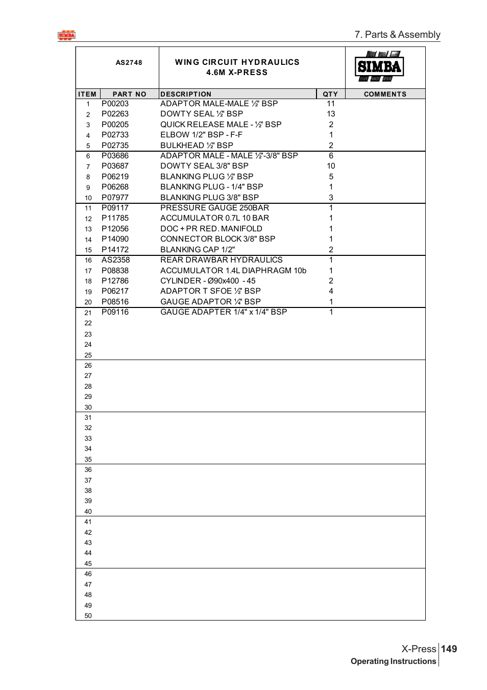 149 x-press, Parts & assembly | Great Plains AS3243 Assembly Instructions User Manual | Page 109 / 118