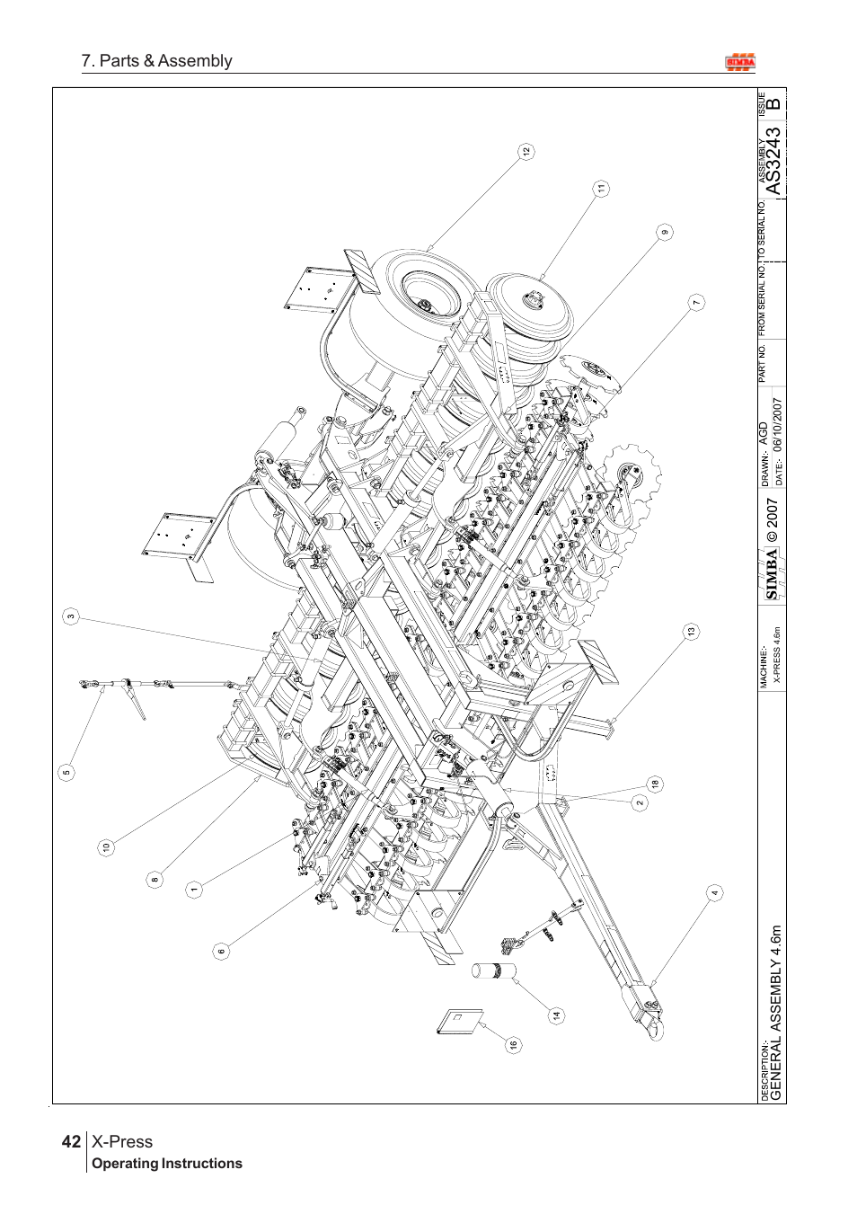 Bas 32 43, X-press, 42 7. parts & assembly | Great Plains AS3243 Assembly Instructions User Manual | Page 2 / 118