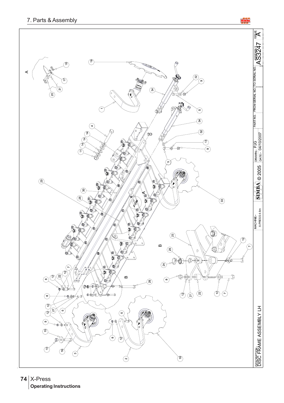 Aas 3247, X-press, 74 7. parts & assembly | Great Plains AS3243 Assembly Instructions User Manual | Page 34 / 118