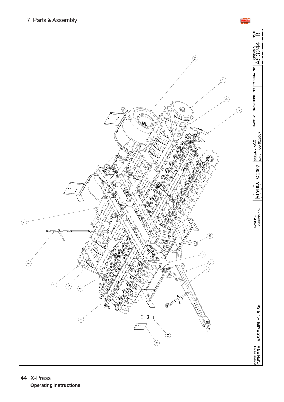 Bas 32 44, X-press, 44 7. parts & assembly | Great Plains AS3243 Assembly Instructions User Manual | Page 4 / 118