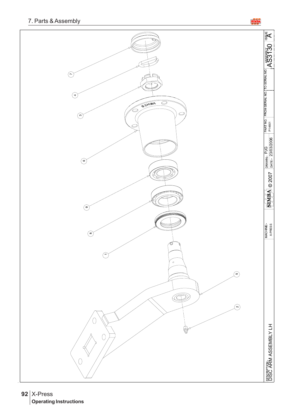 Aas 3130, X-press, 92 7. parts & assembly | Great Plains AS3243 Assembly Instructions User Manual | Page 52 / 118