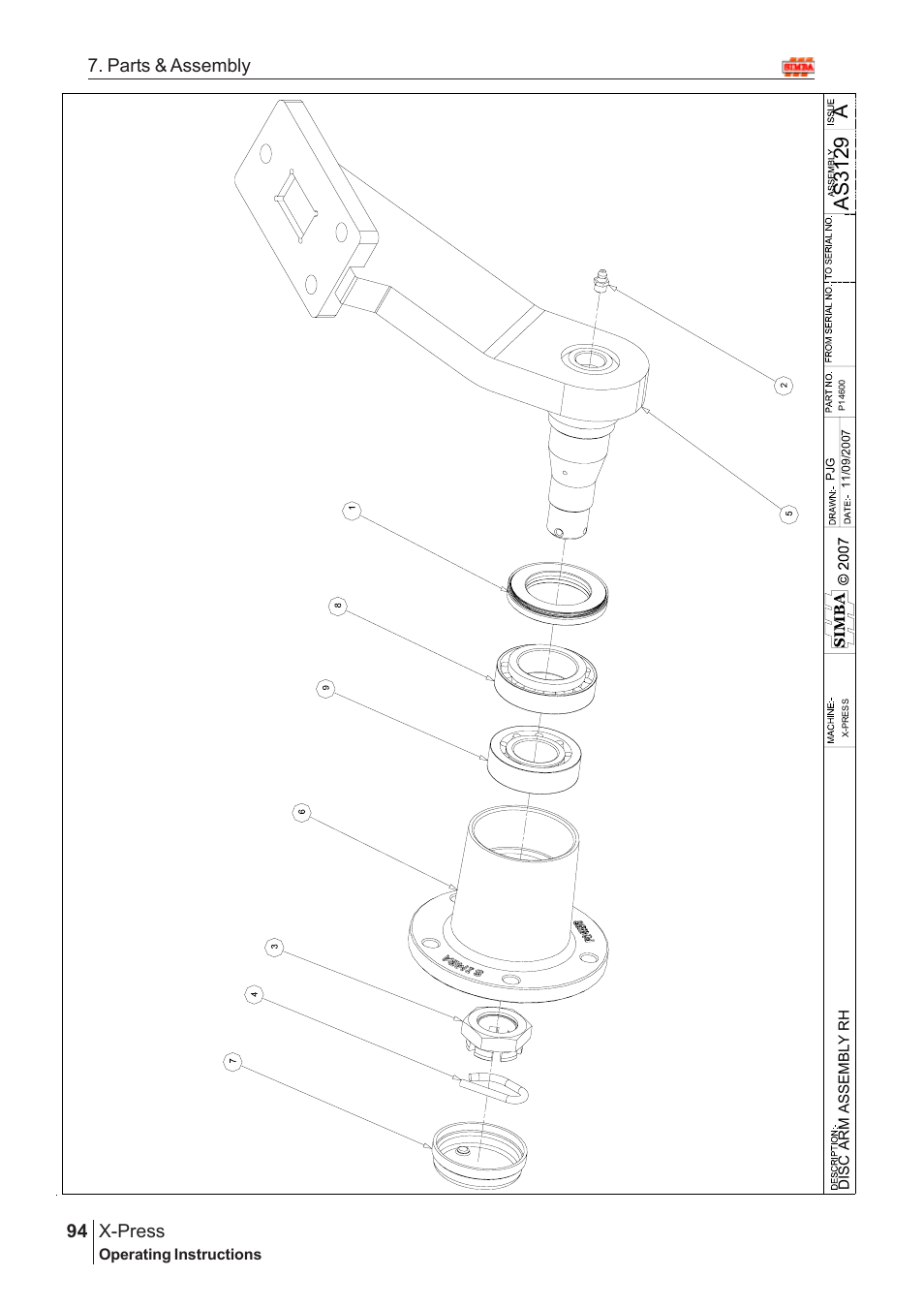 Aas 3129, X-press, 94 7. parts & assembly | Great Plains AS3243 Assembly Instructions User Manual | Page 54 / 118