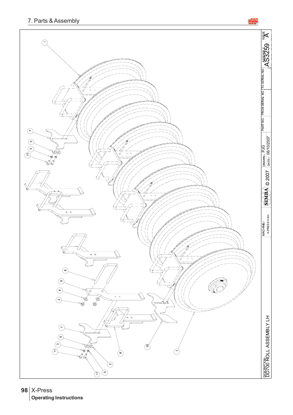 Aas 3259, X-press, 98 7. parts & assembly | Great Plains AS3243 Assembly Instructions User Manual | Page 58 / 118