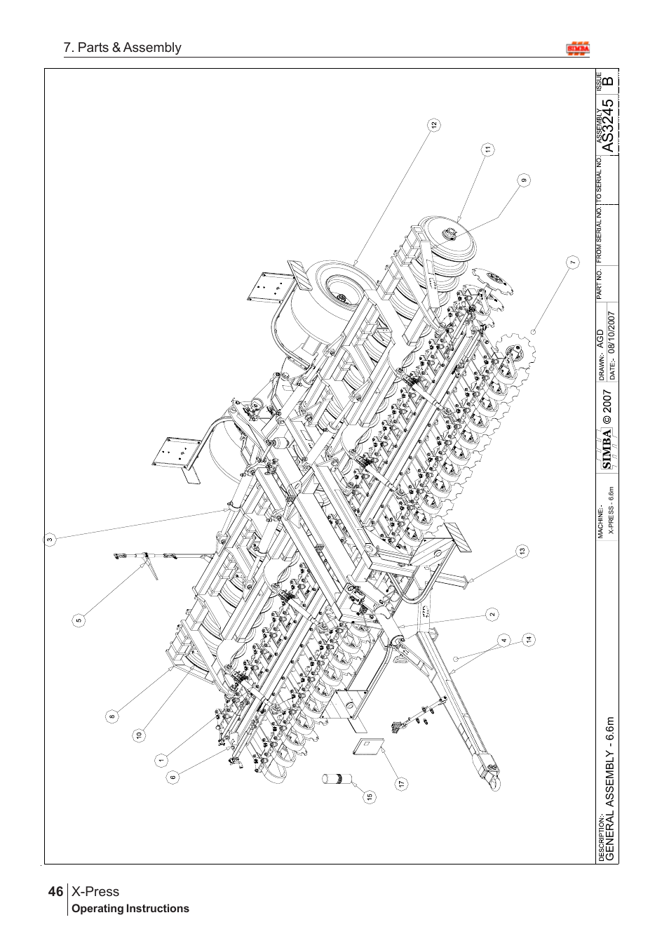 Bas3 24 5, X-press, 46 7. parts & assembly | Great Plains AS3243 Assembly Instructions User Manual | Page 6 / 118