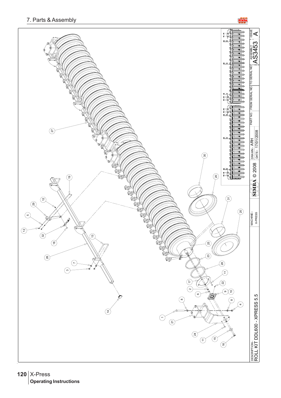 Aas3 45 3, X-press, 120 7. parts & assembly | Operating instructions, Simba | Great Plains AS3243 Assembly Instructions User Manual | Page 80 / 118
