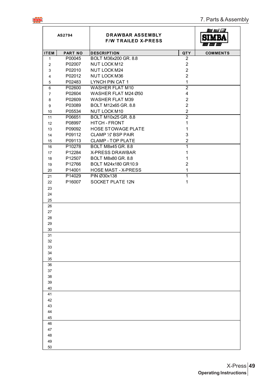 49 x-press, Parts & assembly | Great Plains AS3243 Assembly Instructions User Manual | Page 9 / 118