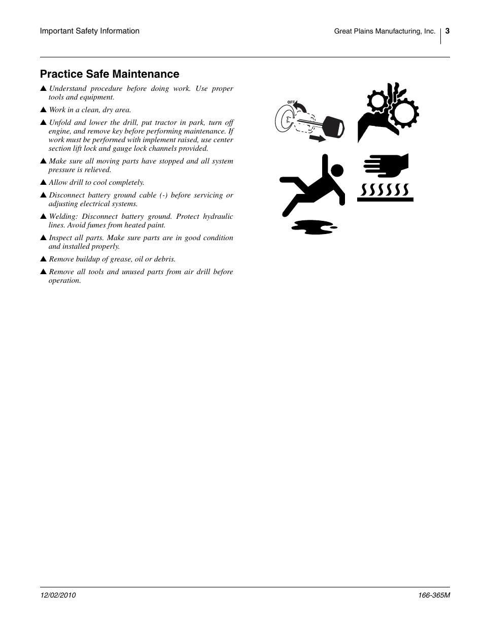 Practice safe maintenance | Great Plains NTA607HD Operator Manual User Manual | Page 3 / 12