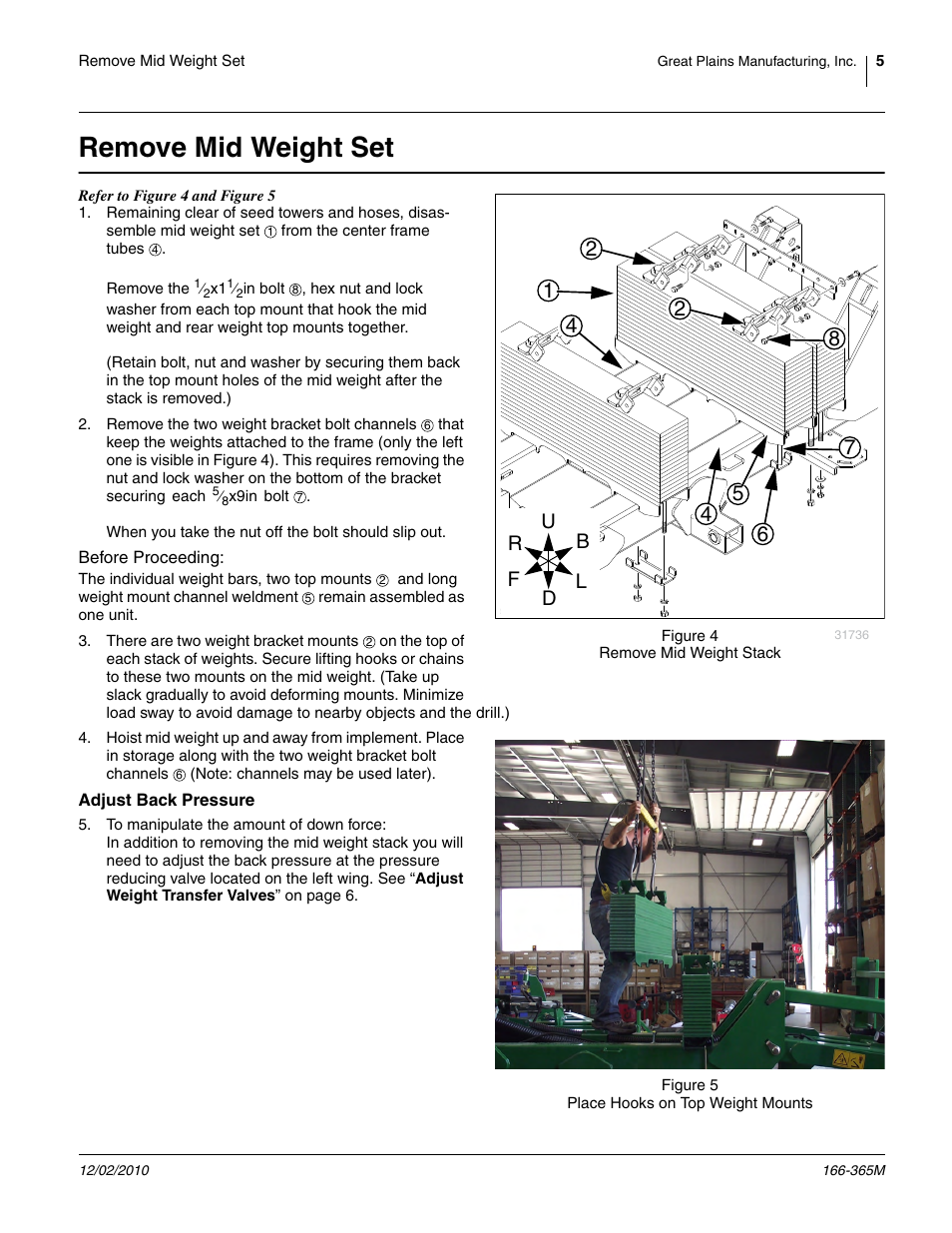 Remove mid weight set | Great Plains NTA607HD Operator Manual User Manual | Page 5 / 12