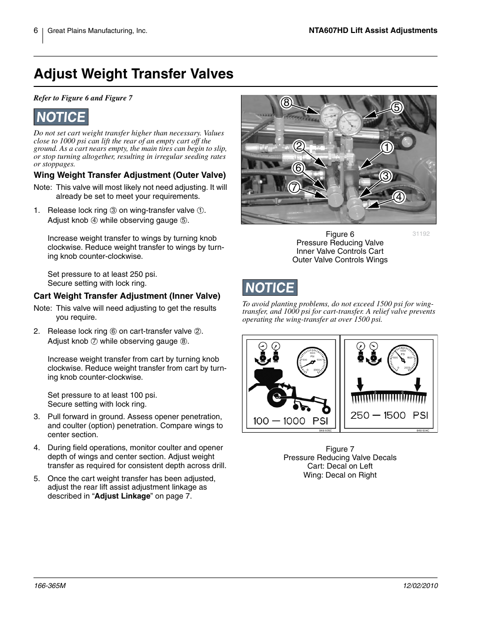 Adjust weight transfer valves | Great Plains NTA607HD Operator Manual User Manual | Page 6 / 12