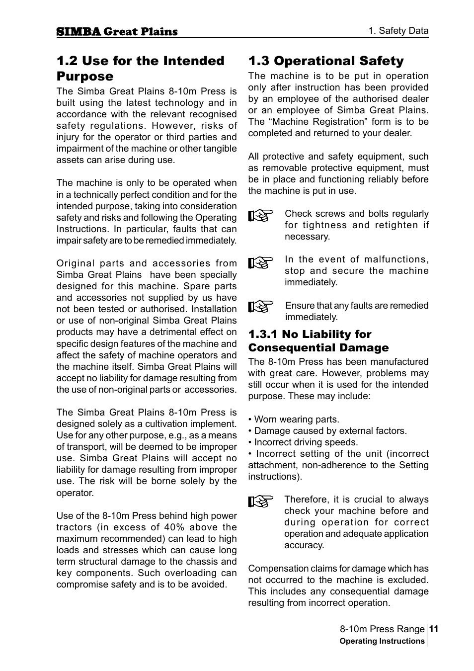 3 operational safety, 2 use for the intended purpose | Great Plains P18140C Operator Manual User Manual | Page 11 / 230