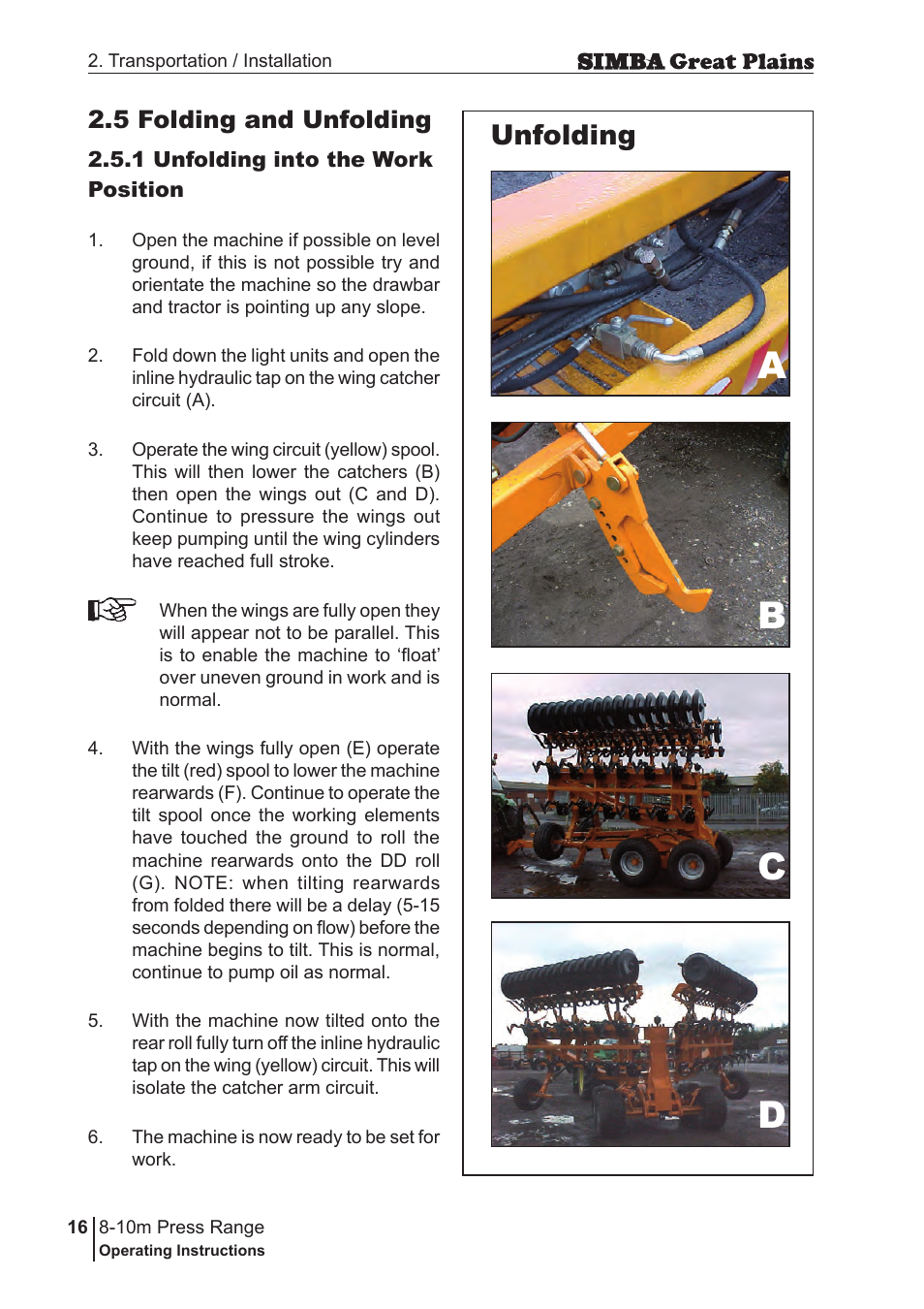 Ab c d, Unfolding, 5 folding and unfolding | Great Plains P18140C Operator Manual User Manual | Page 16 / 230