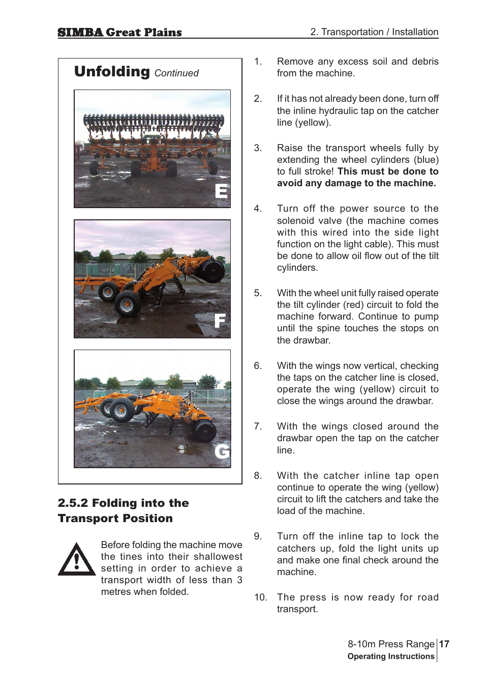 Ef g, Unfolding | Great Plains P18140C Operator Manual User Manual | Page 17 / 230