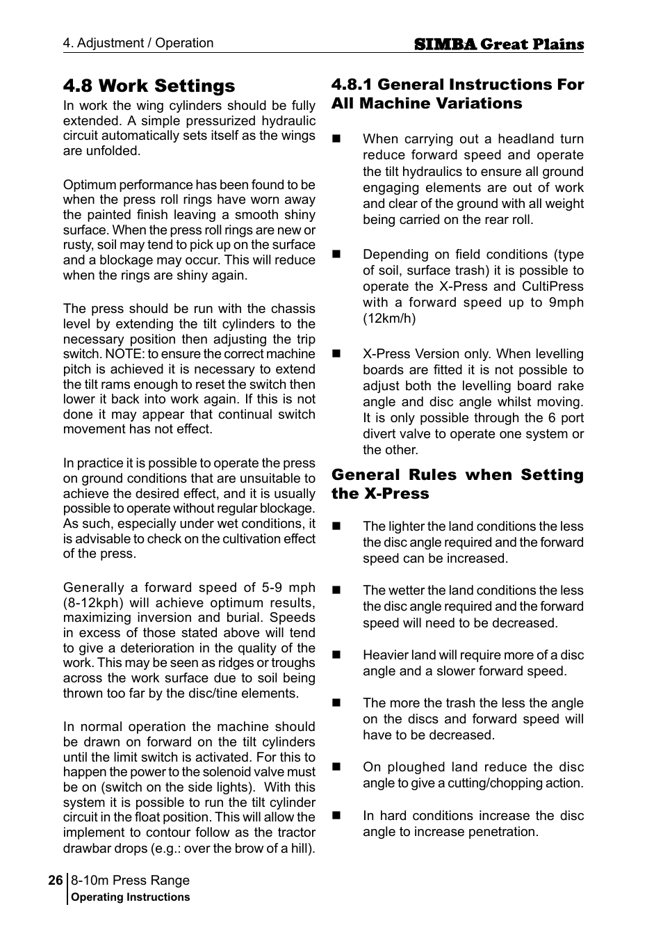 8 work settings | Great Plains P18140C Operator Manual User Manual | Page 26 / 230