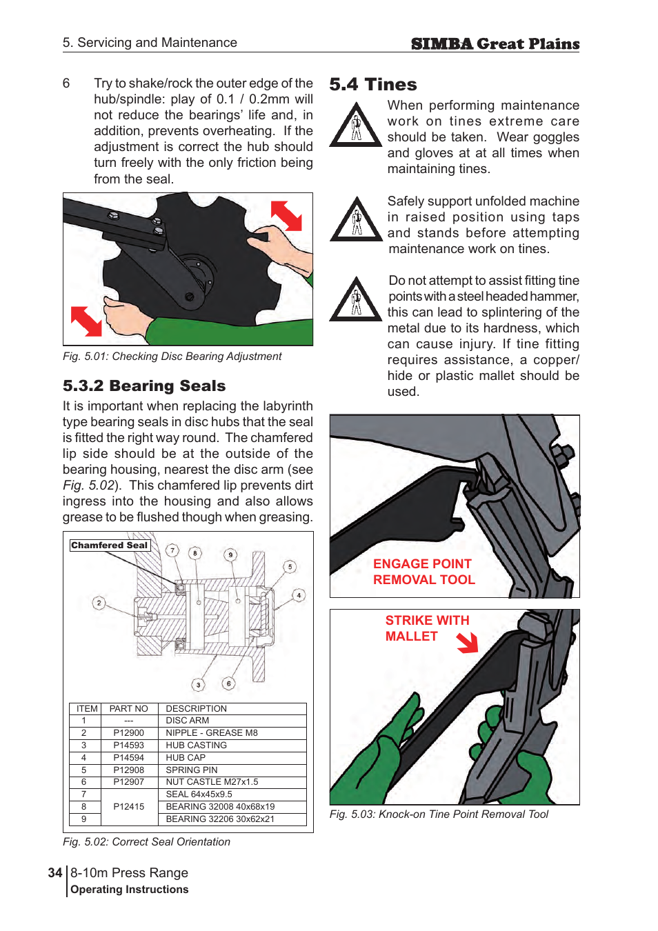 4 tines, 2 bearing seals | Great Plains P18140C Operator Manual User Manual | Page 34 / 230