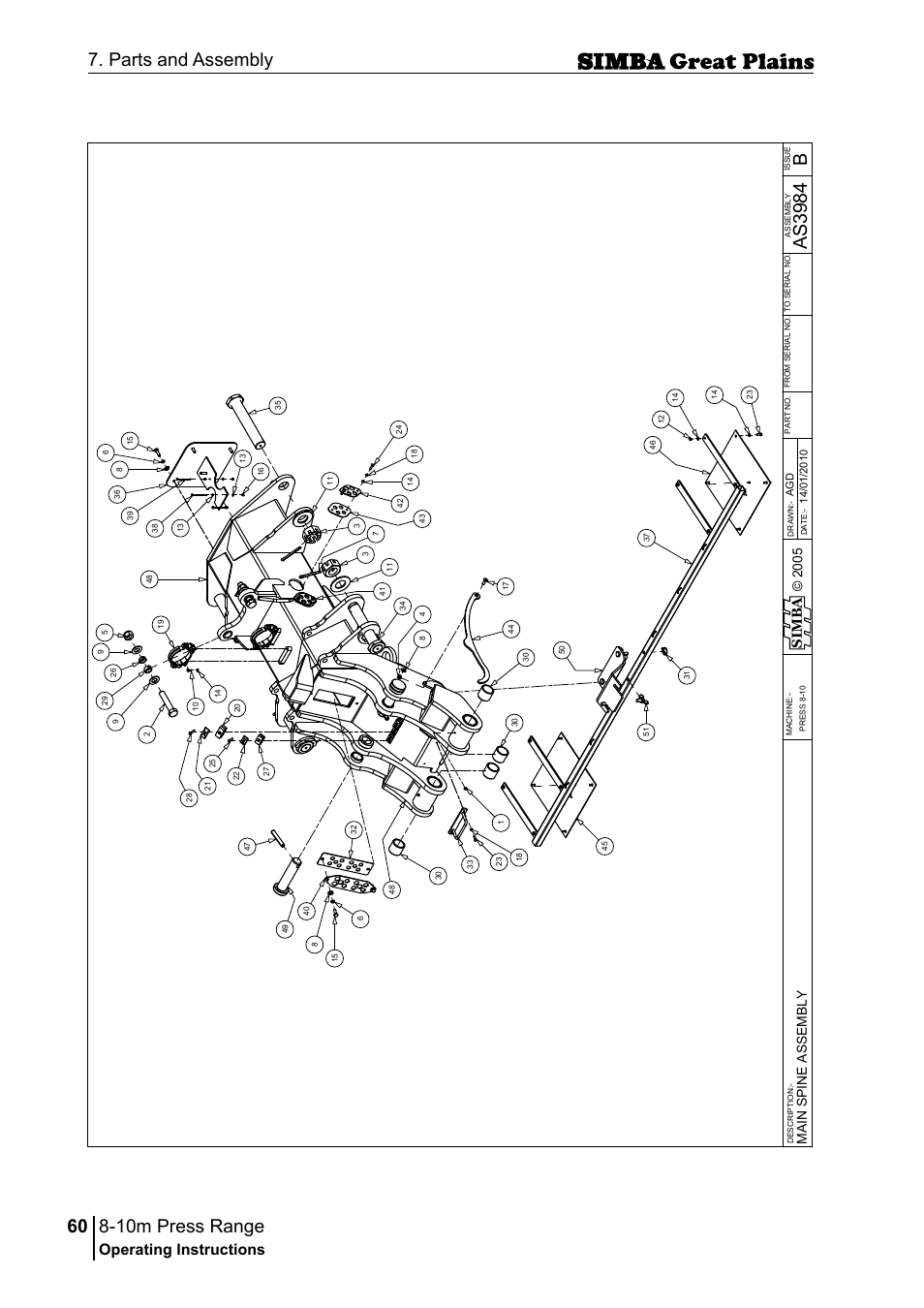 10m press range, 60 7. parts and assembly, Bas 39 84 | Operating instructions, Si m b a | Great Plains P18140C Operator Manual User Manual | Page 60 / 230
