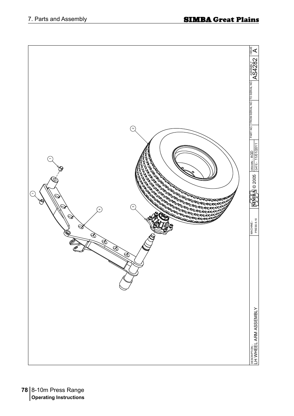10m press range, 78 7. parts and assembly, Aas 42 82 | Operating instructions, Si m b a | Great Plains P18140C Operator Manual User Manual | Page 78 / 230
