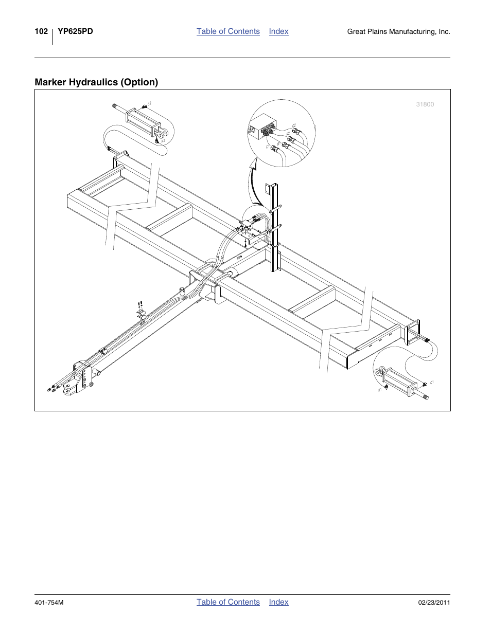 Marker hydraulics (option) | Great Plains YP625PD Operator Manual User Manual | Page 106 / 126