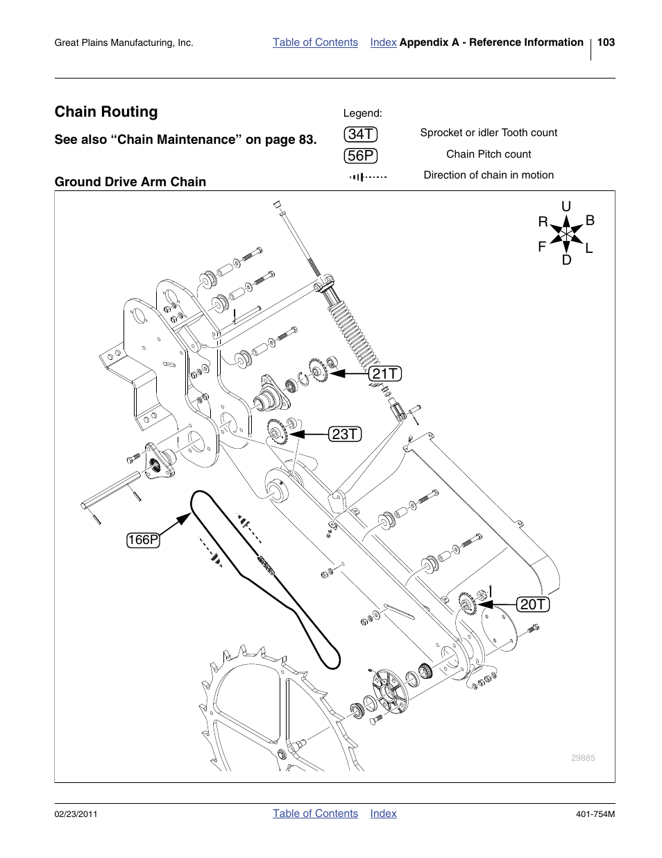 Chain routing, 34t 56p, 23t 21t | Great Plains YP625PD Operator Manual User Manual | Page 107 / 126