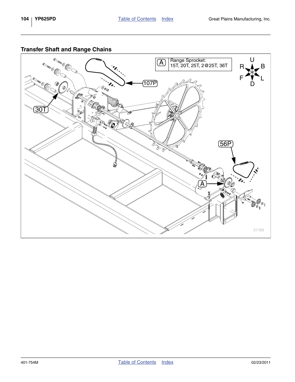 Transfer shaft and range chains, 30t a | Great Plains YP625PD Operator Manual User Manual | Page 108 / 126