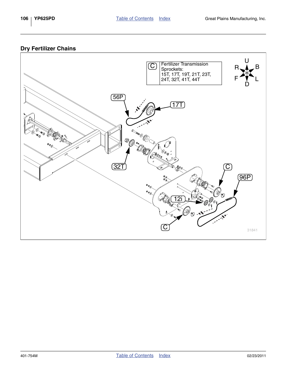 Dry fertilizer chains | Great Plains YP625PD Operator Manual User Manual | Page 110 / 126