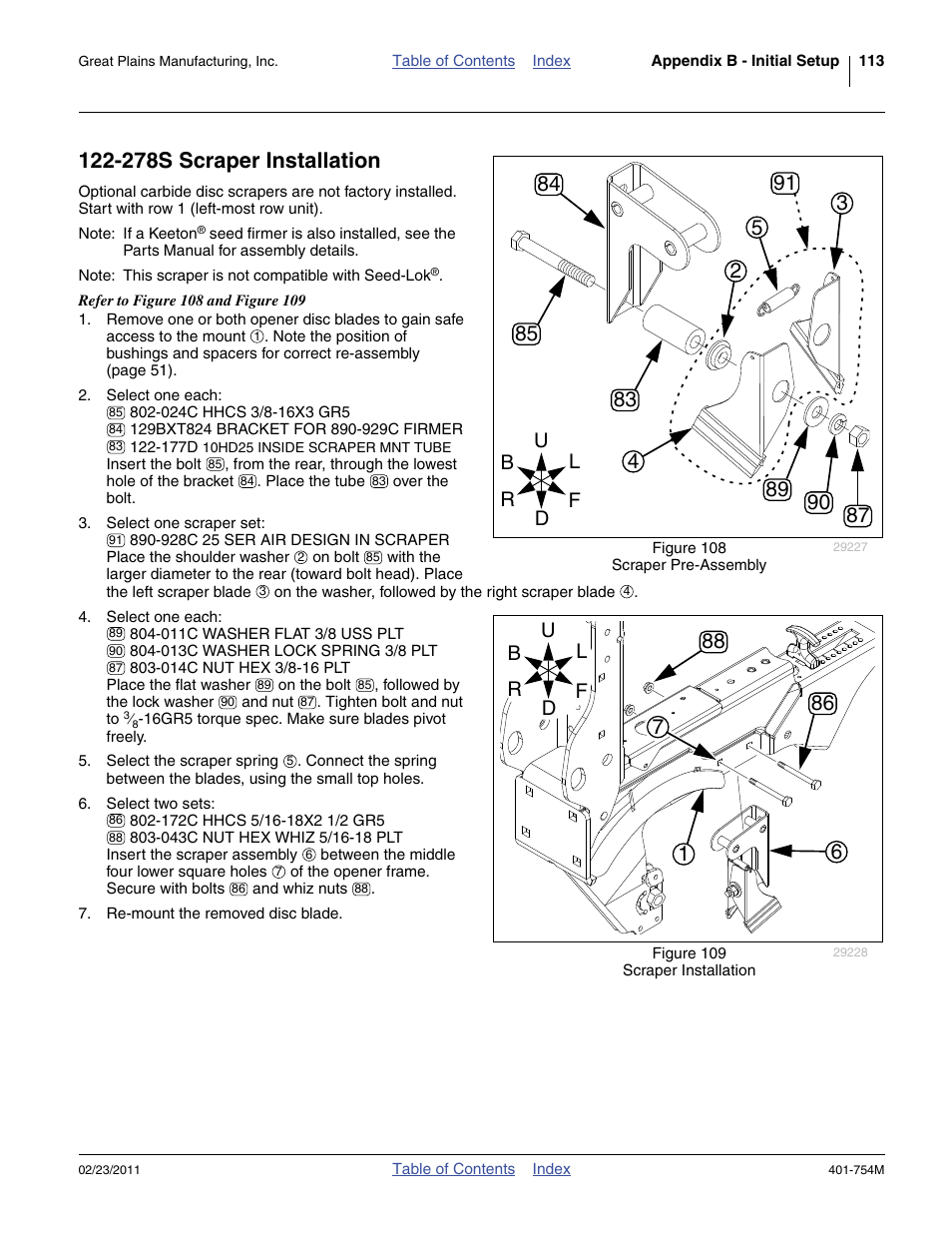 278s scraper installation | Great Plains YP625PD Operator Manual User Manual | Page 117 / 126