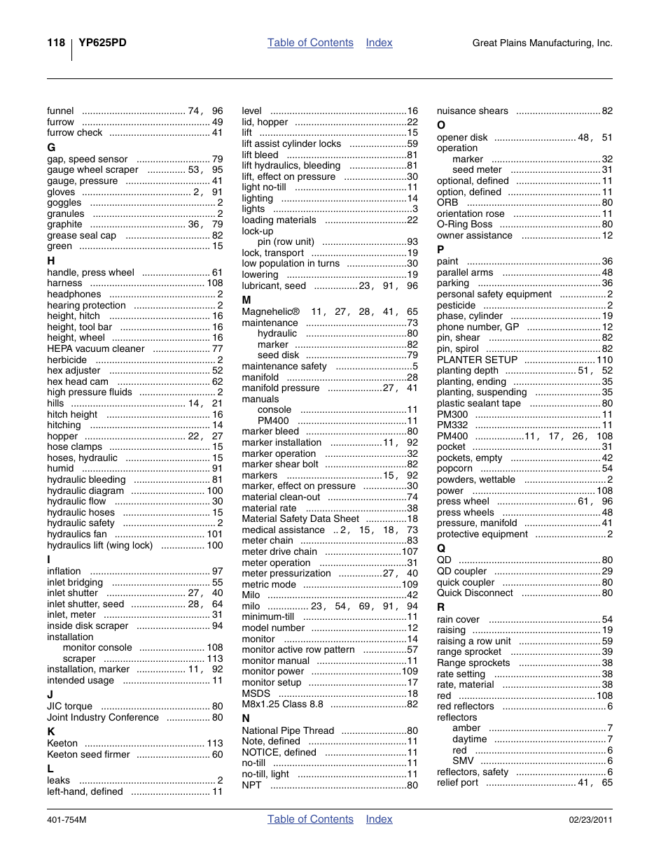 Great Plains YP625PD Operator Manual User Manual | Page 122 / 126