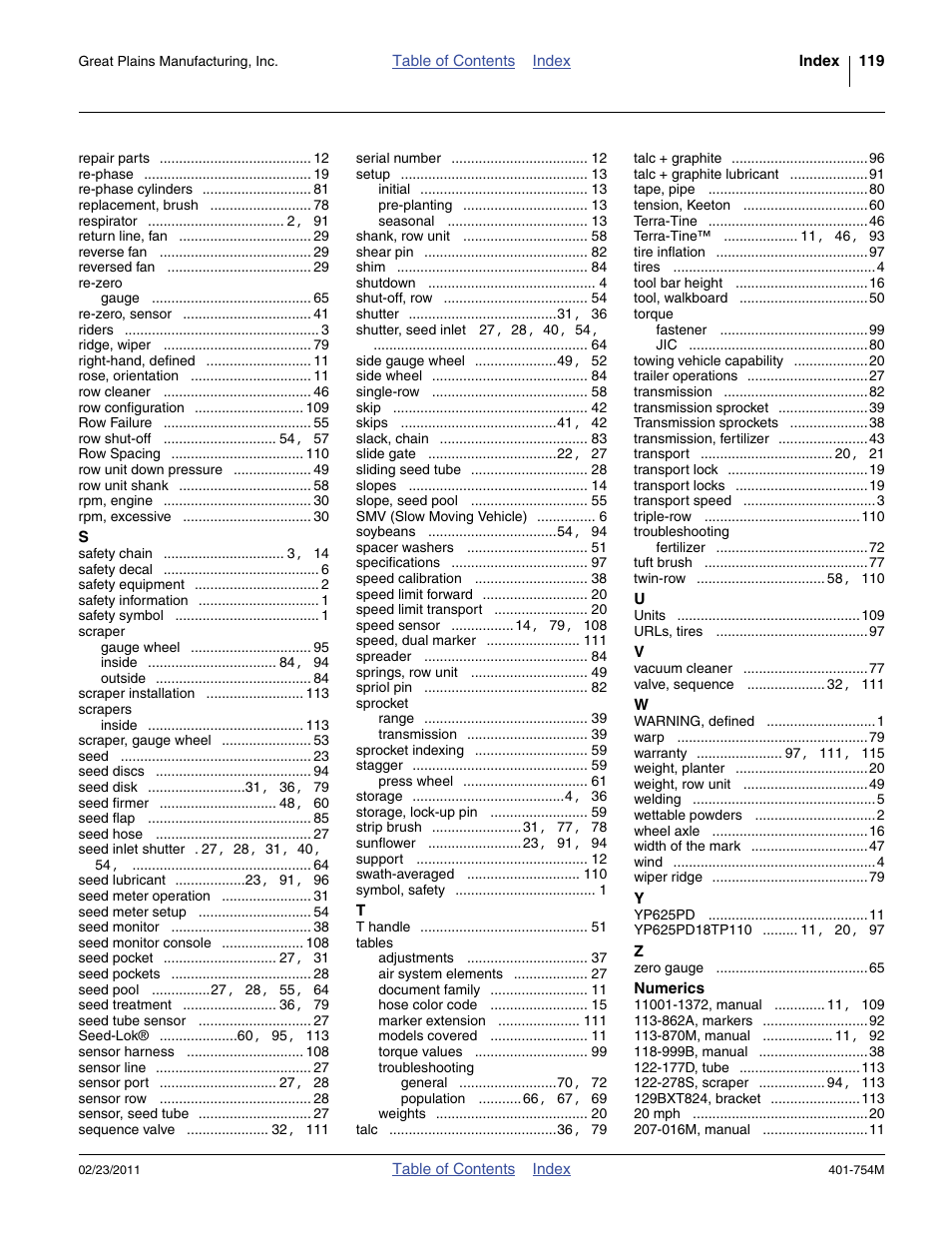 Great Plains YP625PD Operator Manual User Manual | Page 123 / 126