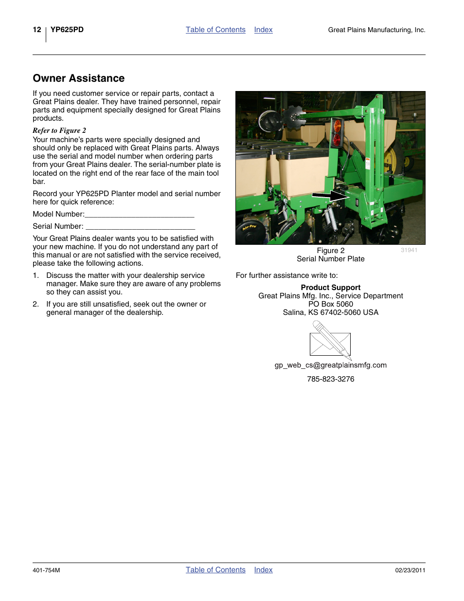 Owner assistance | Great Plains YP625PD Operator Manual User Manual | Page 16 / 126