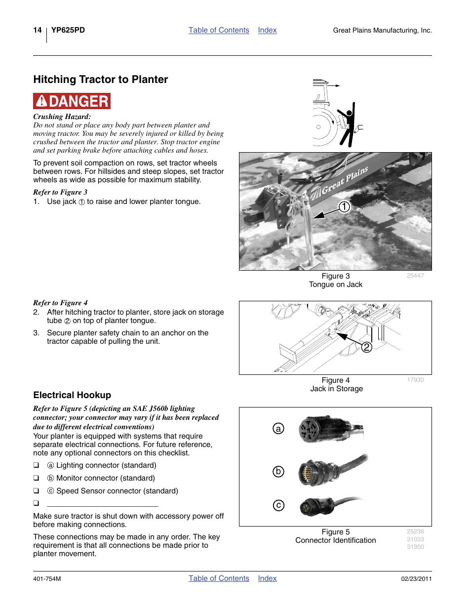 Hitching tractor to planter, Electrical hookup | Great Plains YP625PD Operator Manual User Manual | Page 18 / 126